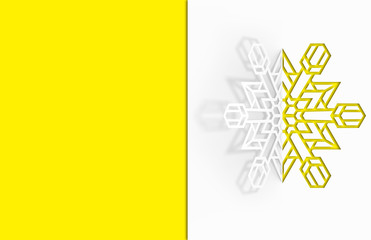 Carved paper snowflake folded in half, bent, casts a beautiful shadow o 3d illustration