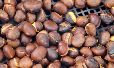 chestnuts roasted on the fire from a street vendor