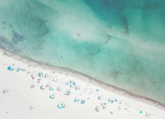 Pastel colored aerial view of a beach on the sunny day