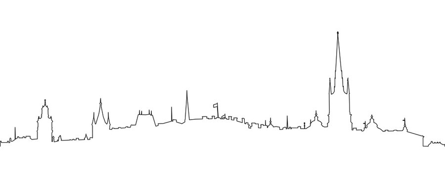 recommend clip art: Skyline of Stockholm, Sweden. Vector Contour illustration.