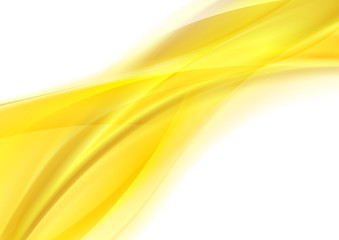 Abstract yellow smooth shiny waves on white background
