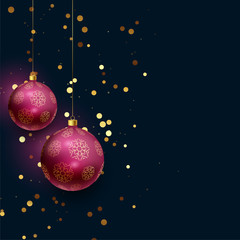 Fototapeta na wymiar beautiful 3d christmas balls with falling glitter