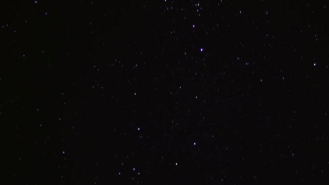 Black Sky And Shining Stars At Night. Time Lapse