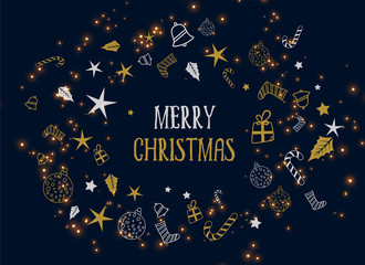 Naklejka premium merry christmas decoration dark background
