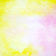 Watercolor background, art abstract yellow and purple watercolor painting textured design on white paper background
