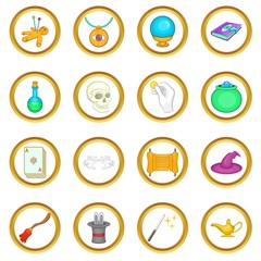 Cartoon magic vector set in cartoon style isolated on white background