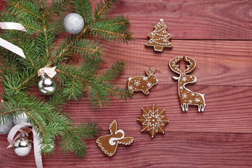 new year (christmas) post card retro style