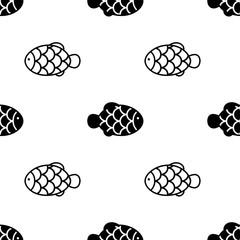 Fish with scale seamless pattern on white