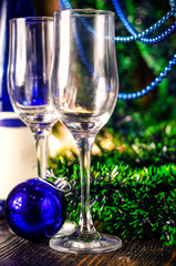 champagne glasses on new year background