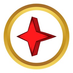 Star vector icon in golden circle, cartoon style isolated on white background