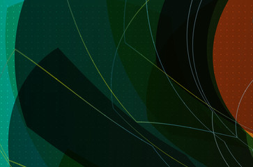 Cover with an abstract pattern of chaotically arranged lines on a colored background in retro style