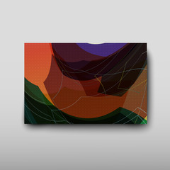 Cover with an abstract pattern of chaotically arranged lines on a colored background in retro style