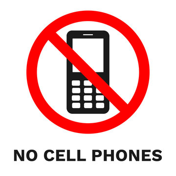 NO CELL PHONES sign. Sticker with inscription. Vector.