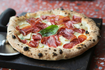 Pear smoked sausage pizza