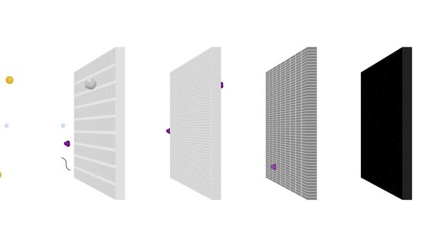 air filter with bacteria and dust graphic animation