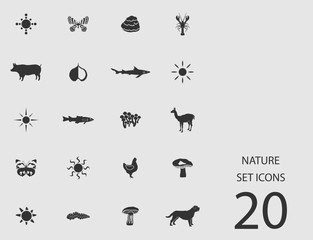 Nature set of flat icons. Vector illustration