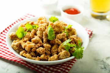 Homemade chicken appetizer, or popcorn