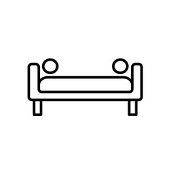 Upholstered couch with round pillows. Entryway patio furniture. Vector line icon. Isolated object