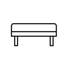 Upholstered seat bench. Entryway patio furniture. Vector line icon. Isolated object