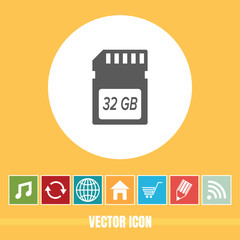 Very Useful Vector Icon Of Memory Card with Bonus Icons. Very Useful For Mobile App, Software & Web.