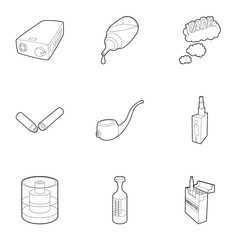 Tobacco icons set. Outline illustration of 9 tobacco vector icons for web