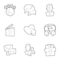 E-mail icons set. Outline illustration of 9 e-mail vector icons for web
