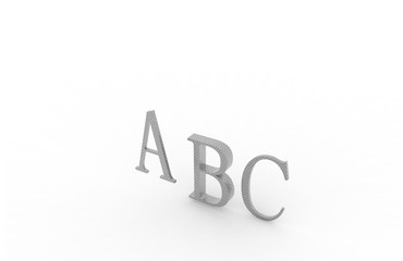 ABC rendering letters on a white background