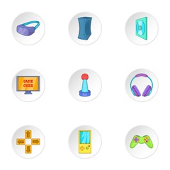 Play station icons set. Cartoon illustration of 9 play station vector icons for web
