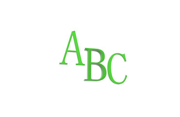 ABC rendering letters on a white background