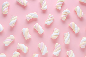 marshmallow pattern on pink background, pastel colors