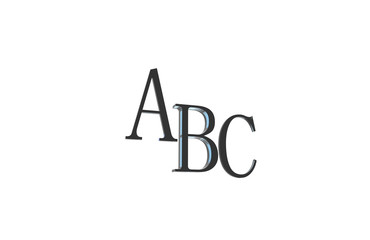 ABC rendering letters on a white background