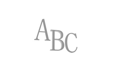 ABC rendering letters on a white background