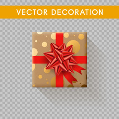 Realistic gift box top view. Gift boxes without background. Vector illistration