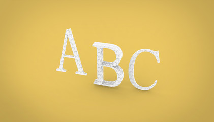 ABC rendering letters on a yellow background