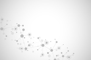 Abstract geometric texture with molecular structures and neural network. Molecules DNA and genetic research. Plexus background. Vector illustration for medical, scientific and technological design.