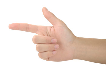 Close-up of Hand pointing. with Clipping path.
