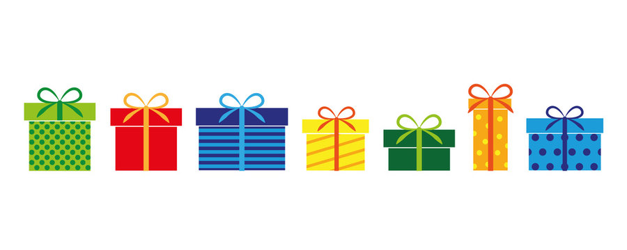set of colorful gifts present for birthday and christmas vector illustration EPS10