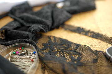 Lace on cutting table