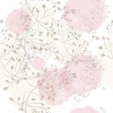 Floral pink pattern with elegant plants