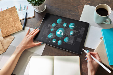 Big data. Tools for manipulation and analysis large amount of information. Internet and technology concept.