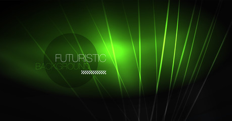 Digital technology abstract background - neon geometric design. Abstract glowing lines. Colorful techno background. Futuristic shape.