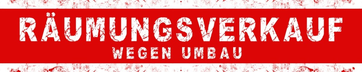 vb86 VerkaufsBanner - Schrift: Räumungsverkauf wegen Umbau - banner rot seamless xxl - sap80 SeamlessAbstractPattern - 5zu1 - g6840