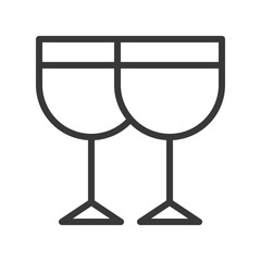 Wine glasses vector, Christmas related line style icon