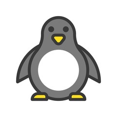 Penguin vector, Christmas related style design icon, editable outline