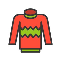Sweater vector, Christmas related style design icon, editable outline