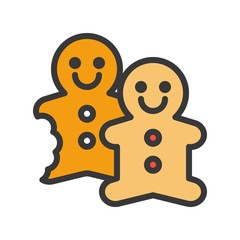 Gingerbread vector, Christmas related style design icon, editable outline