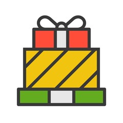 Gift box vector, Christmas related style design icon, editable outline