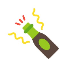 Champagne bottle vector, Christmas related flat style icon