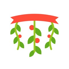 Mistletoe ornament vector, Christmas related flat style icon