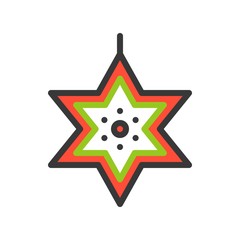 Star of david vector, Christmas related filled style icon, editable outline